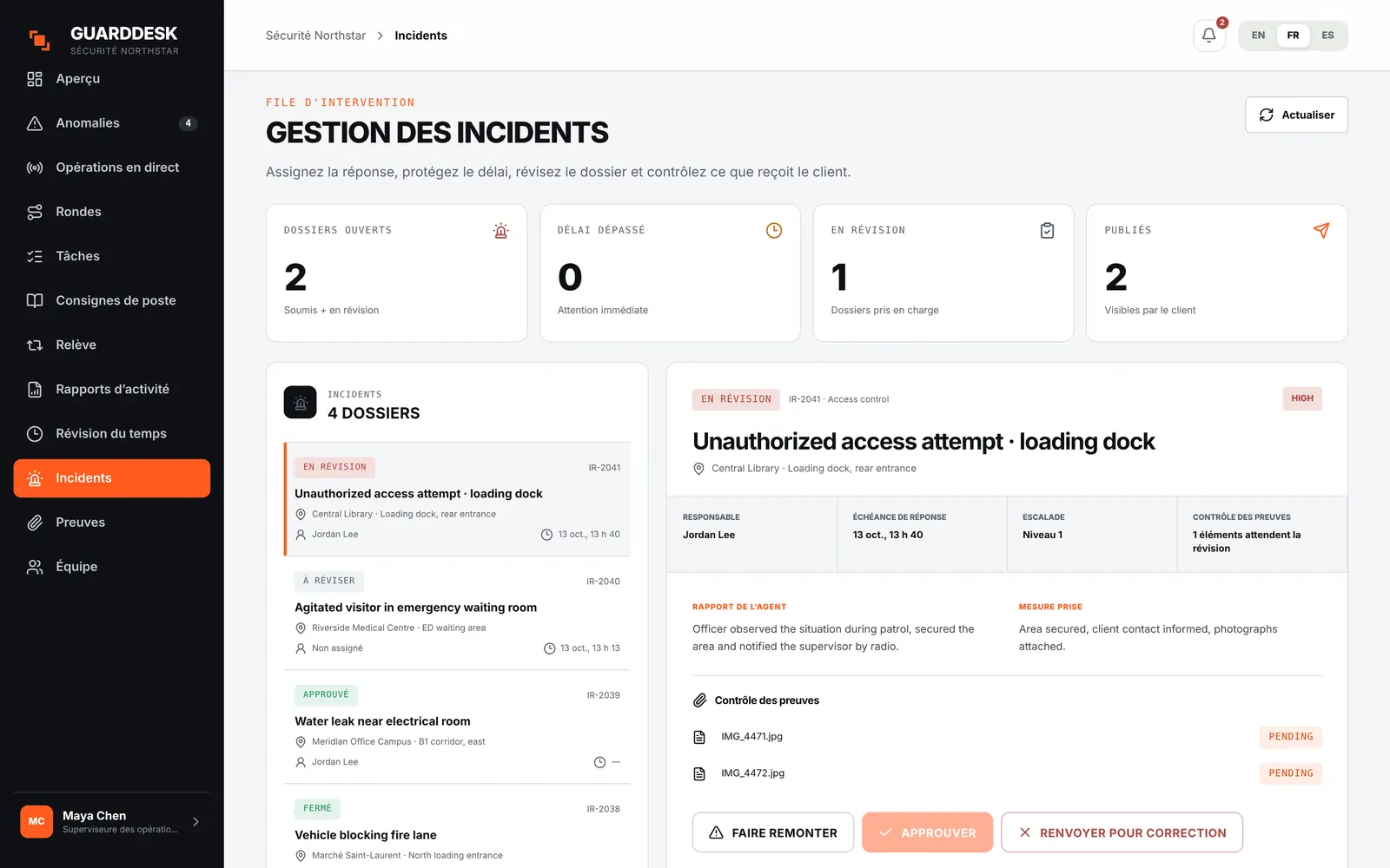 Incident 1042 · Intrusion · Stationnement P2